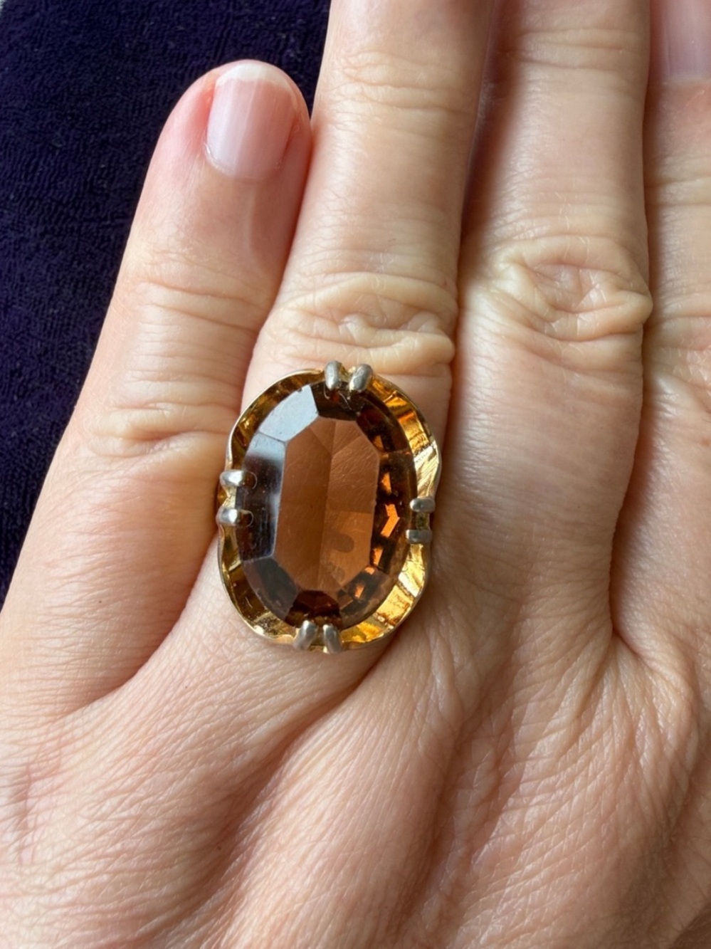 Vintage 18K GF maximalist statement ring size 5.75